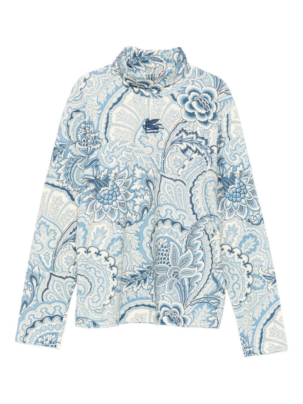 T-shirt per bambina Etro Kids azzurro con motivo paisley - Rubino Kids