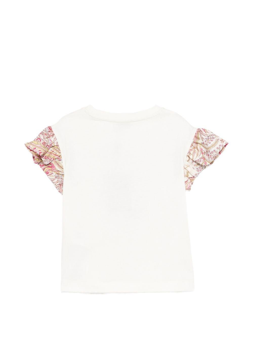 T-shirt per bambina Etro Kids beige con stampa floreale - Rubino Kids