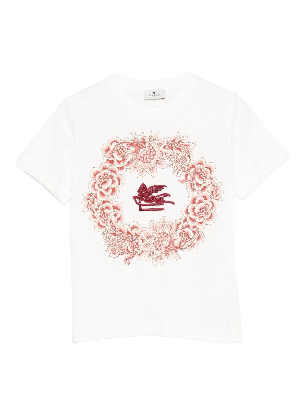 T-shirt per bambina ETRO KIDS bianca con motivo Pegaso - Rubino Kids