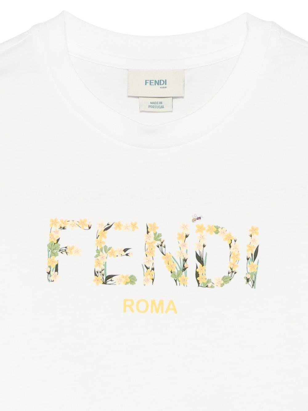 T-shirt per bambina Fendi Kids bianco con logo - Rubino Kids