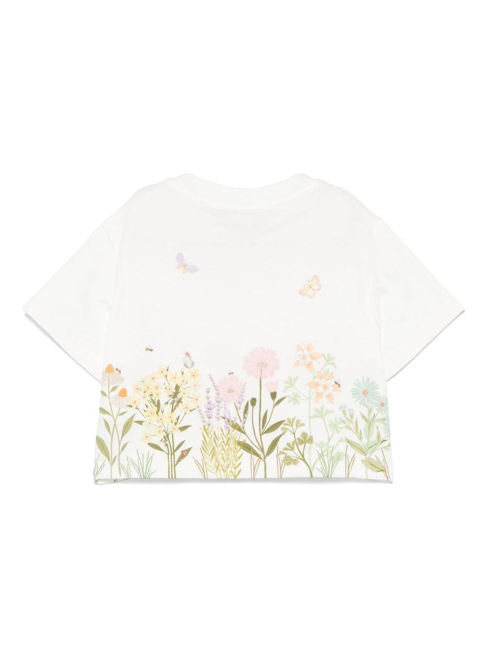T-shirt per bambina Fendi Kids bianco con logo - Rubino Kids