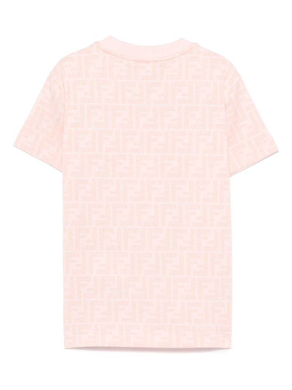 T-shirt per bambina Fendi Kids rosa con stampa FF - Rubino Kids