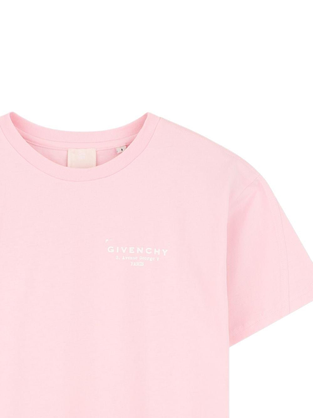 T-shirt per bambina Givenchy Kids rosa girocollo in cotone - Rubino Kids