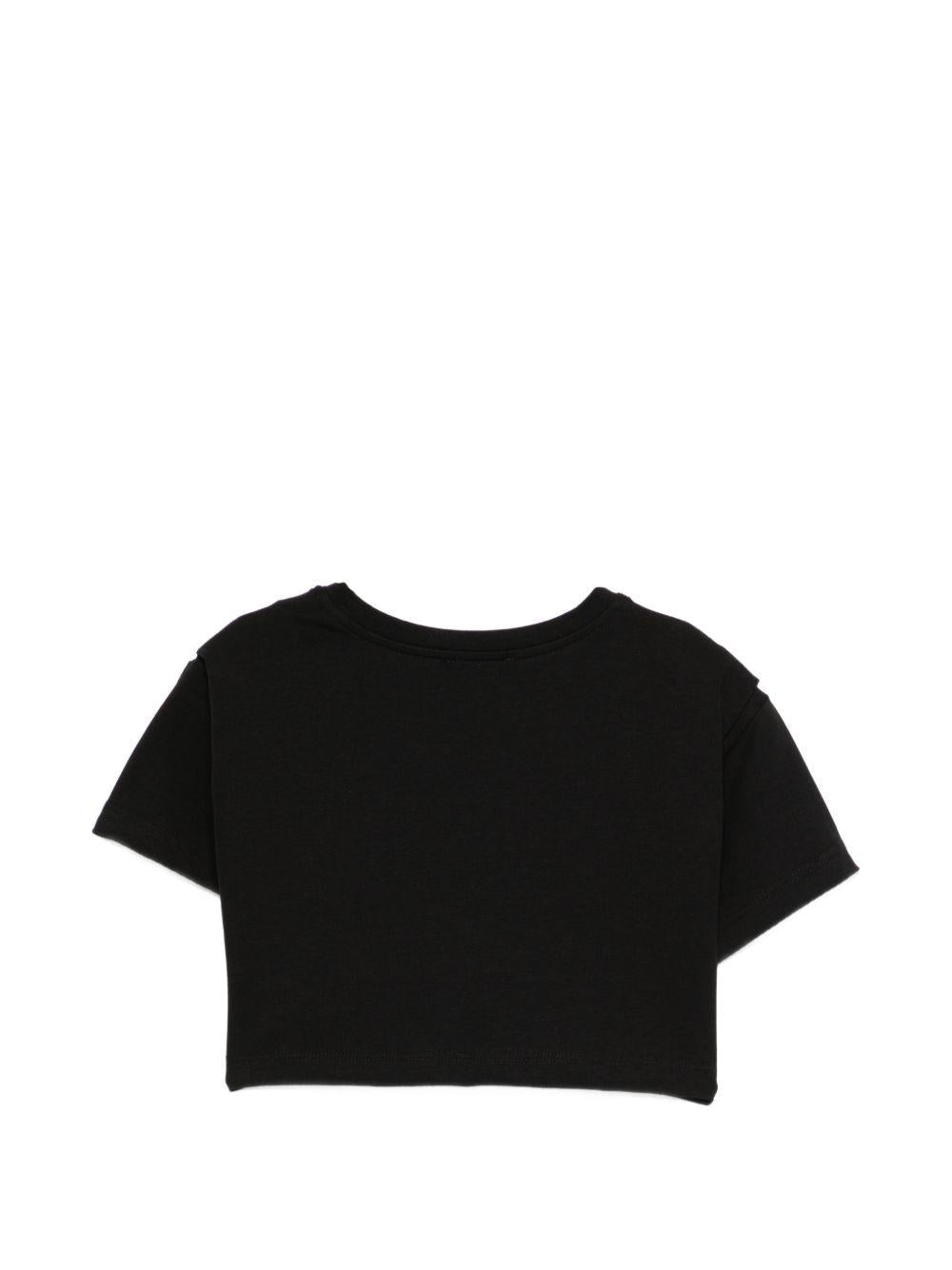 T-shirt per bambina John Richmond Junior nera modello crop - Rubino Kids