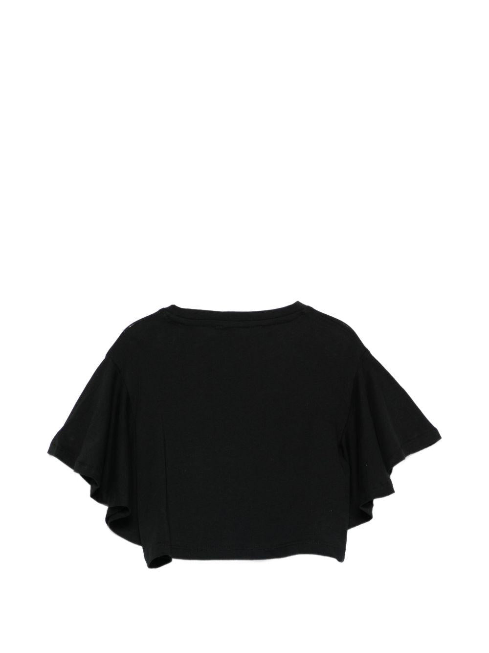 T-shirt per bambina John Richmond Junior nero con ruches - Rubino Kids