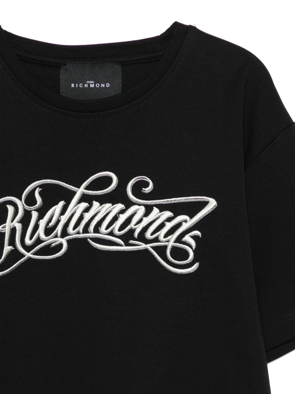 T-shirt per bambina John Richmond Junior nero con stampa logo - Rubino Kids