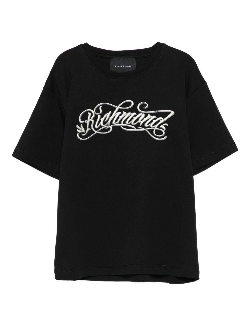 T-shirt per bambina John Richmond Junior nero con stampa logo - Rubino Kids
