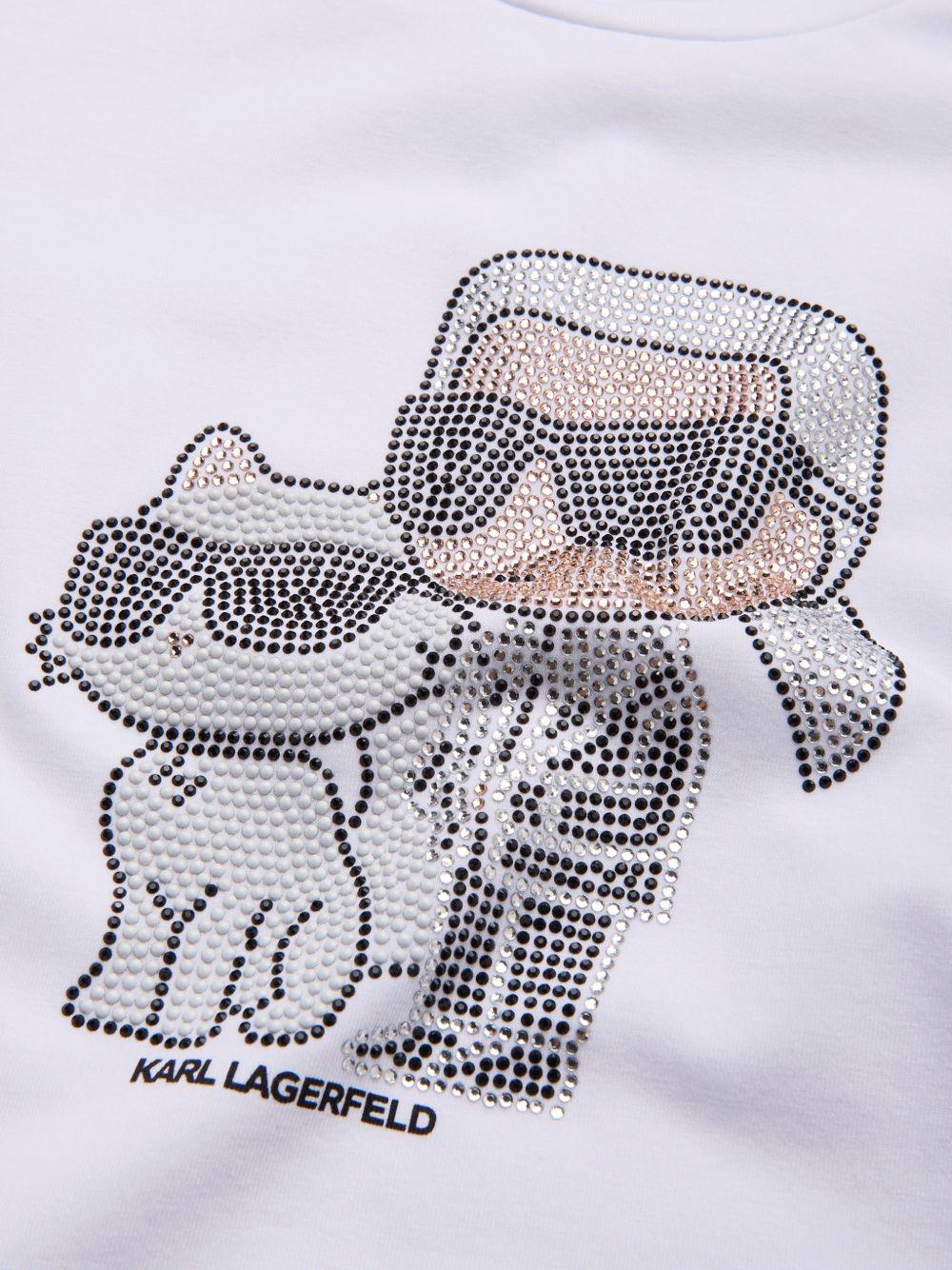 T-shirt per bambina Karl Lagerfeld Kids bianco con dettaglio logo - Rubino Kids