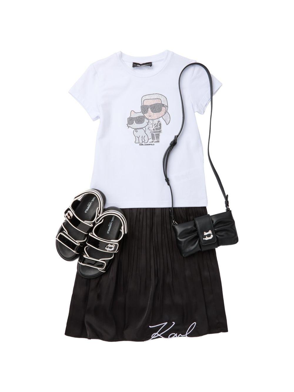 T-shirt per bambina Karl Lagerfeld Kids bianco con dettaglio logo - Rubino Kids