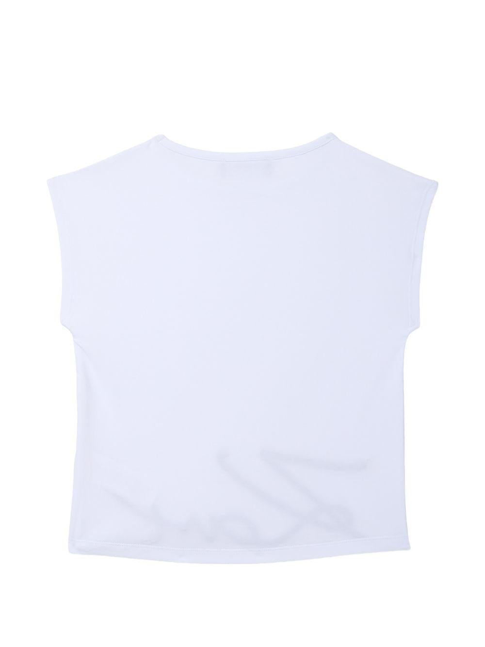 T-shirt per bambina Karl Lagerfeld Kids bianco con scritta sul davanti - Rubino Kids