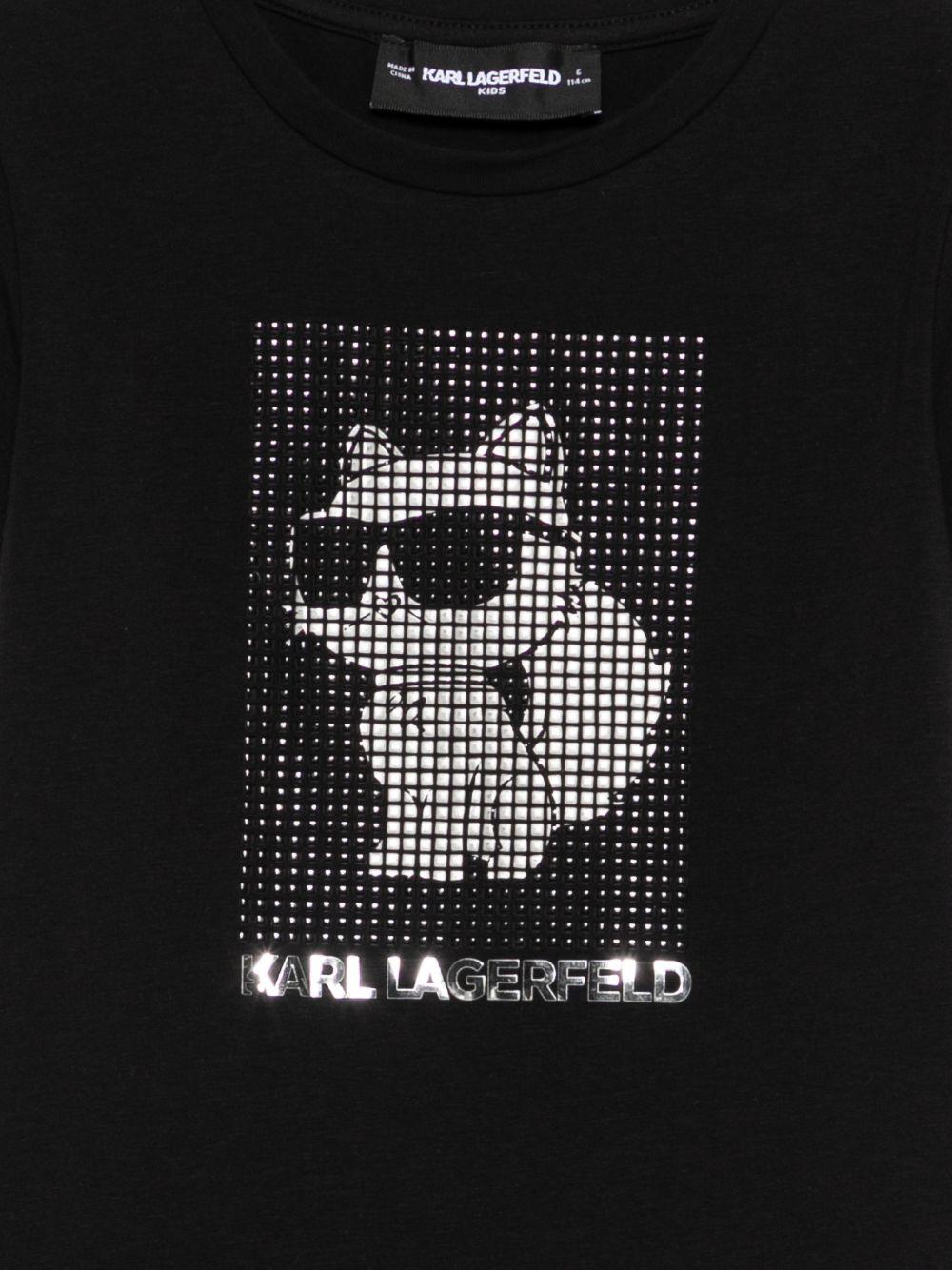 T-shirt per bambina Karl Lagerfeld Kids nero con dettaglio logo - Rubino Kids