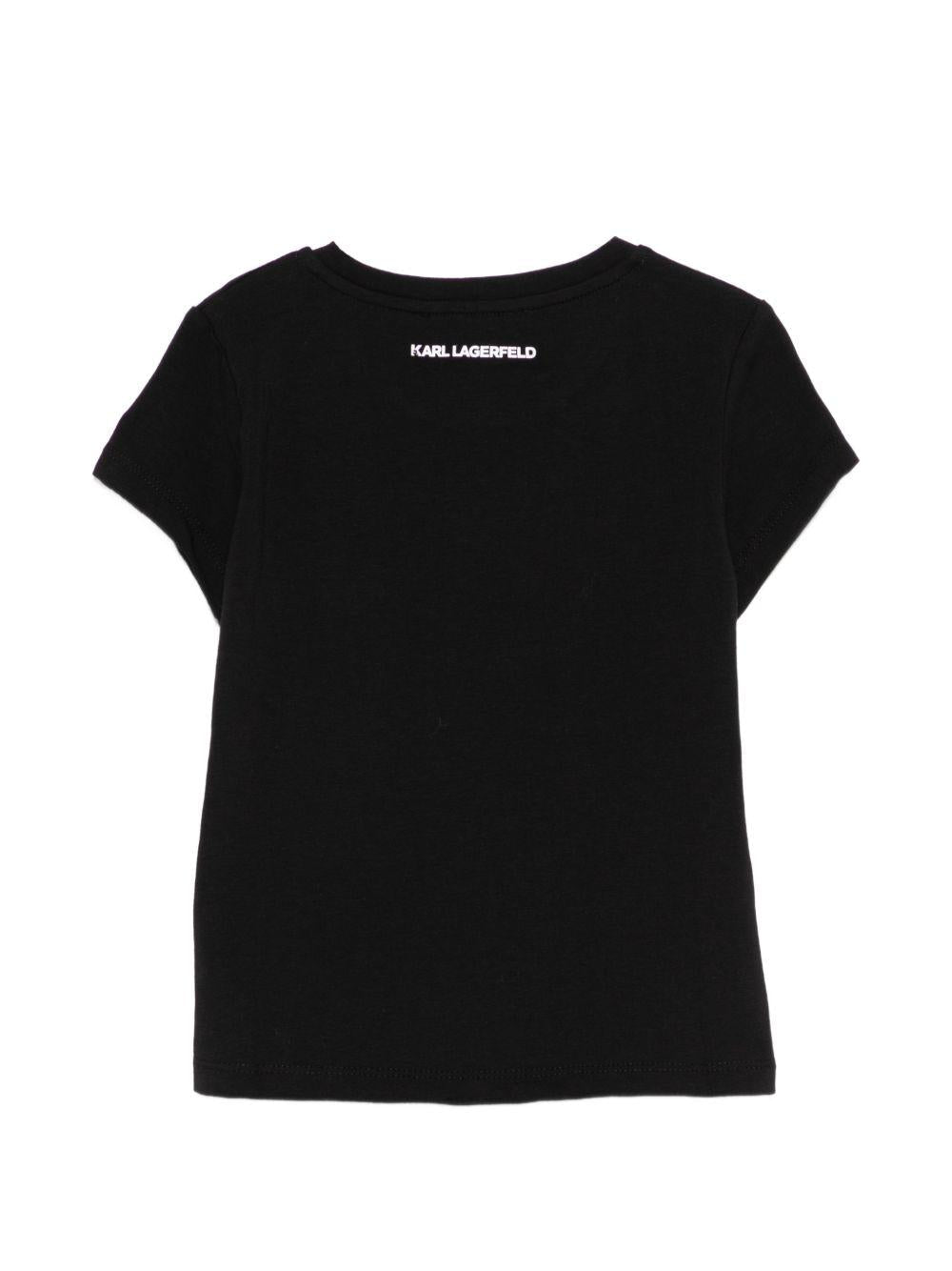 T-shirt per bambina Karl Lagerfeld Kids nero con dettaglio logo - Rubino Kids