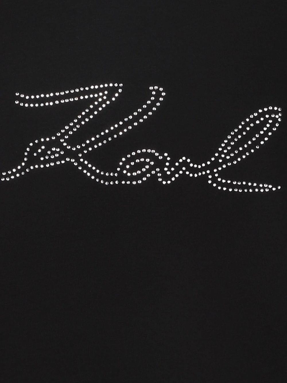 T-shirt per bambina Karl Lagerfeld Kids nero con strass - Rubino Kids