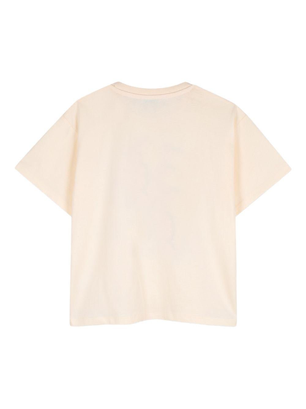T-shirt per bambina Kenzo Kids beige con stampa a fiori - Rubino Kids