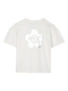 T-shirt per bambina Kenzo Kids bianco con maniche a palloncino - Rubino Kids