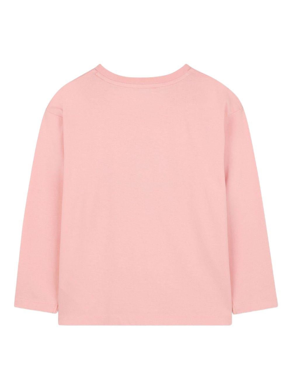 T-shirt per bambina Kenzo Kids rosa con logo sul davanti - Rubino Kids