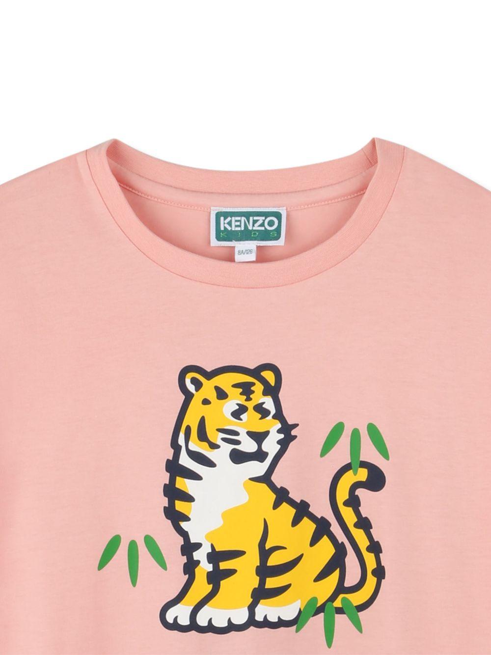 T-shirt per bambina Kenzo Kids rosa con stampa Tiger - Rubino Kids