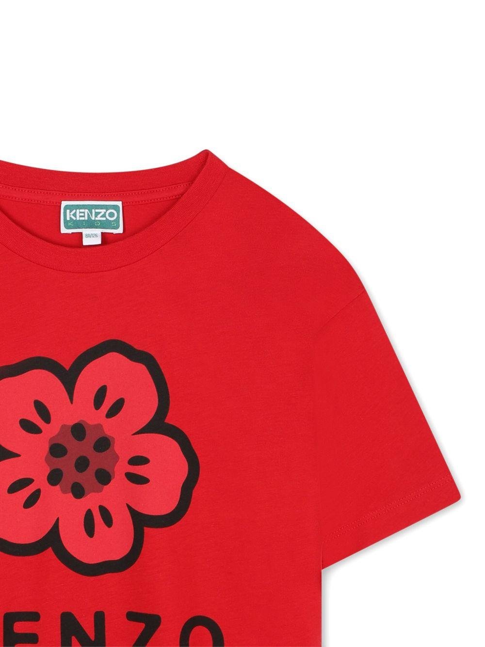 T-shirt per bambina Kenzo Kids rosso con stampa Flower - Rubino Kids