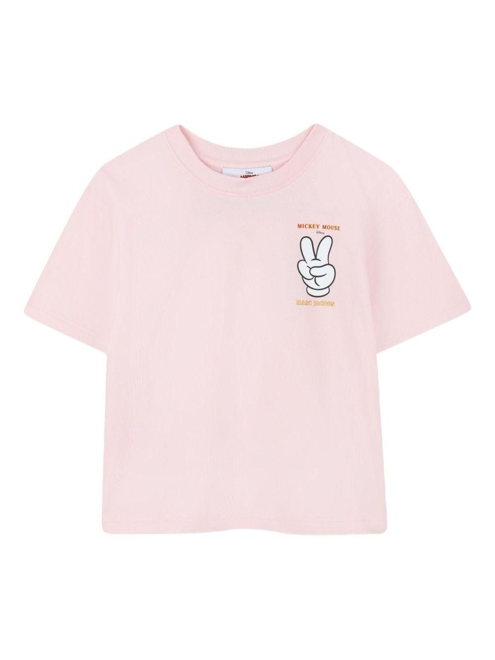 T-shirt per bambina Marc Jacobs Kids x Disney Mickey Mouse rosa con stampa - Rubino Kids