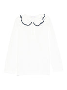 T-shirt per bambina Mariella Ferrari bianco con rifiniture blu - Rubino Kids