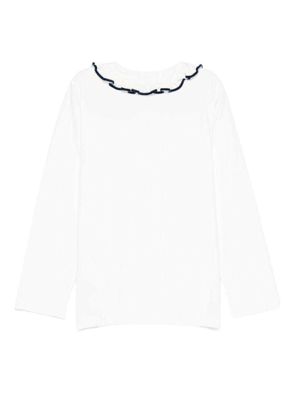 T-shirt per bambina Mariella Ferrari bianco con rifiniture blu - Rubino Kids