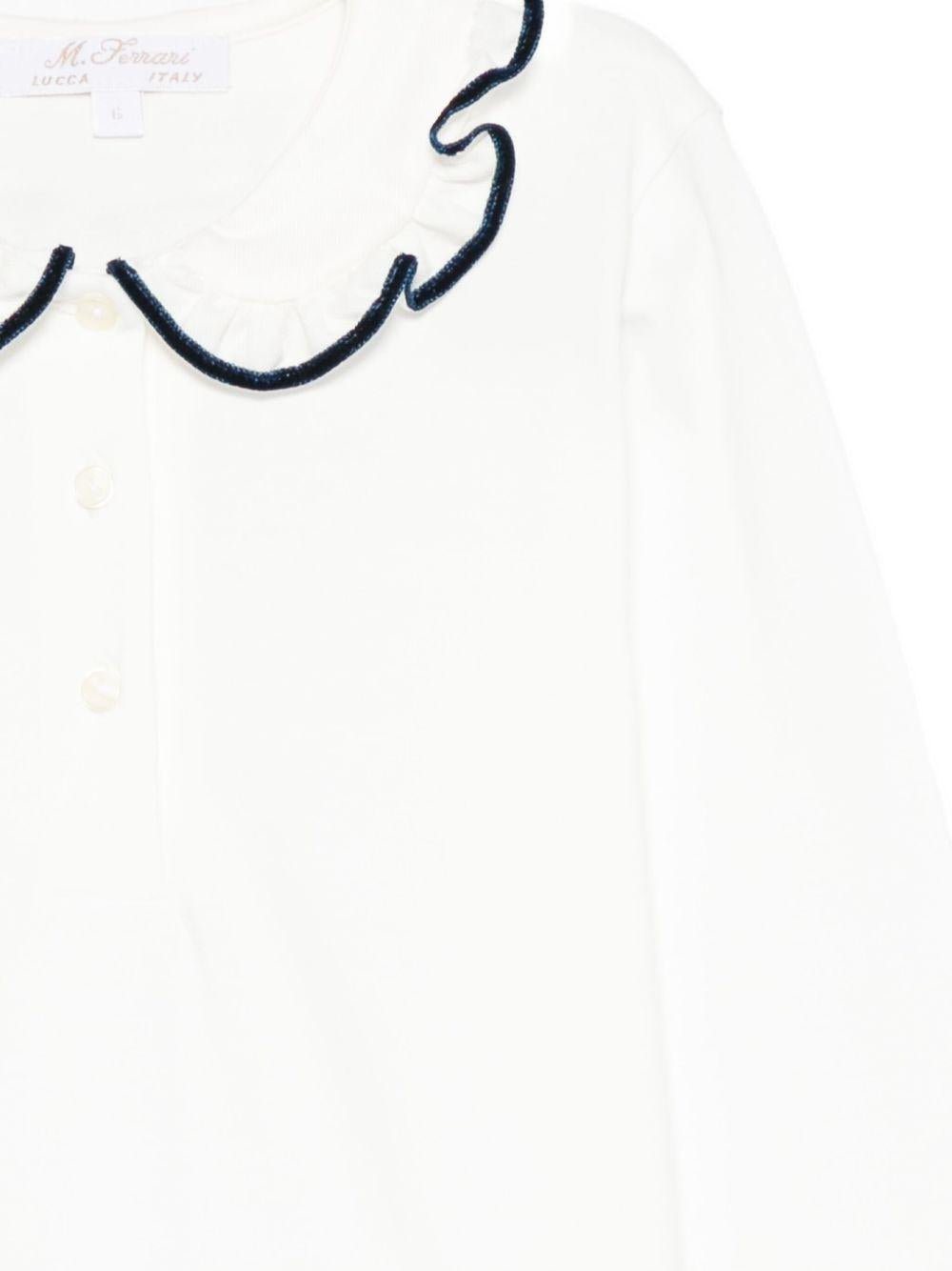 T-shirt per bambina Mariella Ferrari bianco con rifiniture blu - Rubino Kids