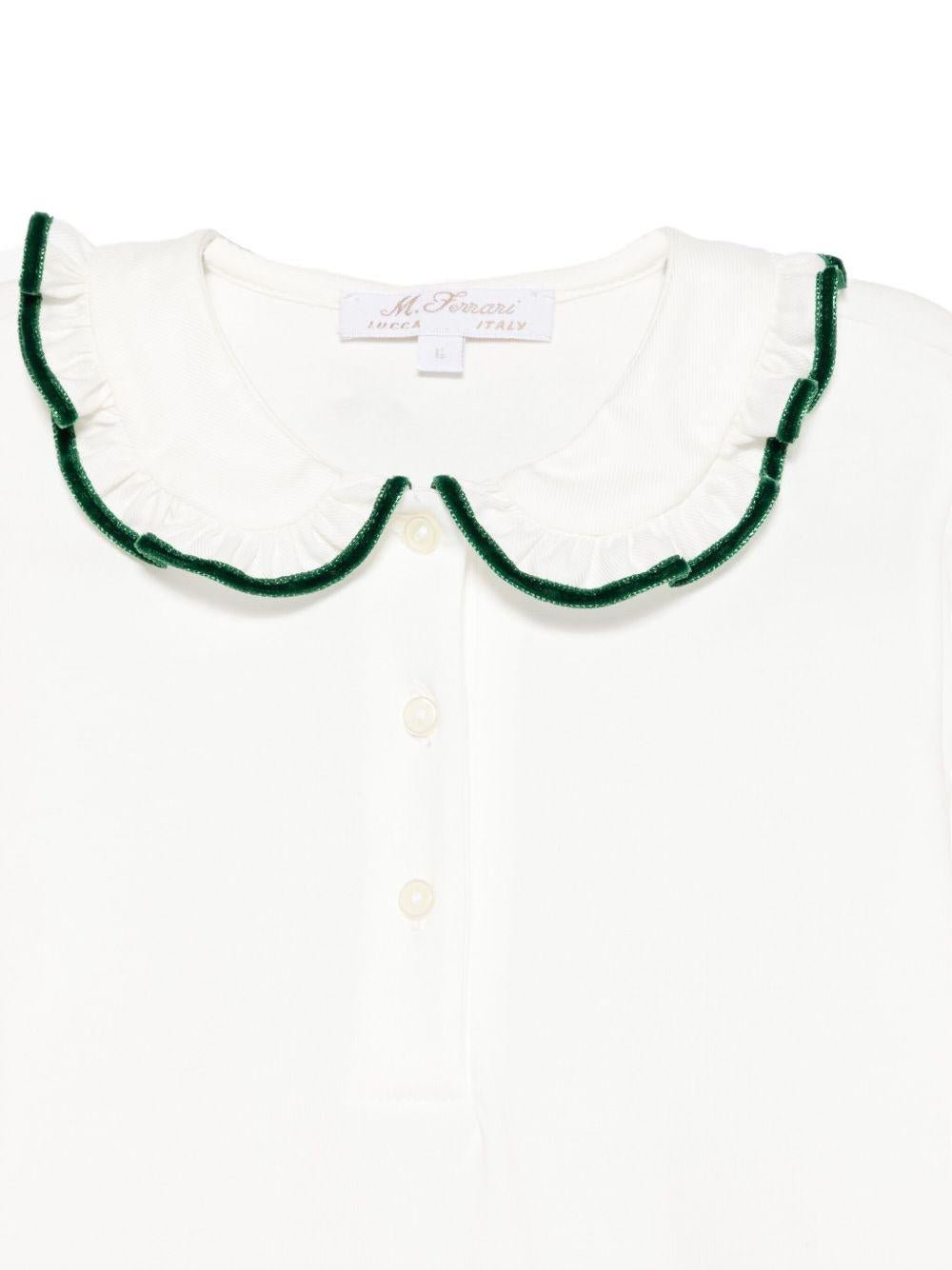 T-shirt per bambina Mariella Ferrari bianco con rifiniture verdi - Rubino Kids