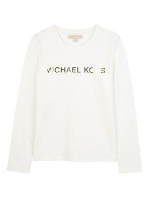 T-shirt per bambina Michael Kors Kids bianco con logo sul davanti