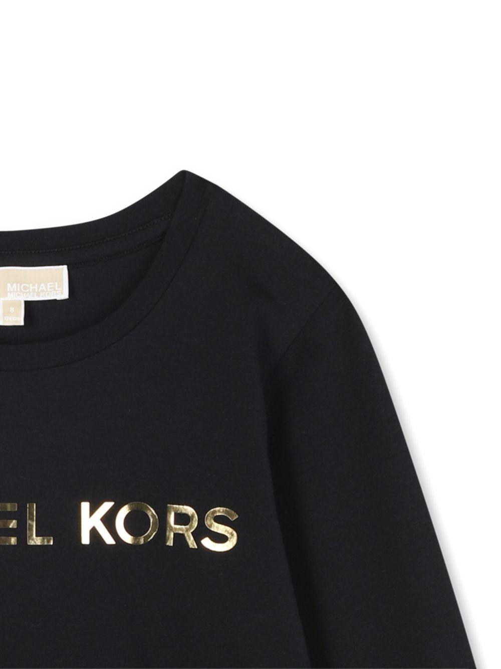 T-shirt per bambina Michael Kors Kids nero con logo sul davanti - Rubino Kids