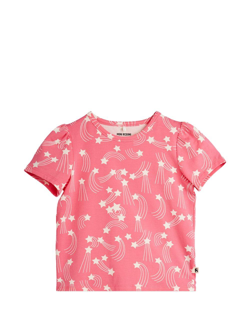 T-shirt per bambina Mini Rodini rosa con stampa all - over stelle - Rubino Kids