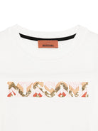 T-shirt per bambina Missoni Kids bianco con logo di paillettes - Rubino Kids