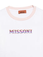 T-shirt per bambina Missoni Kids bianco con logo motivo a zigzag - Rubino Kids