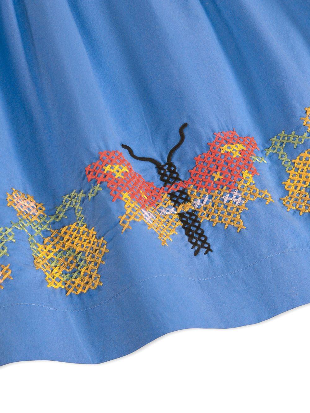 T-shirt per bambina Molo blu con ricamo farfalle - Rubino Kids