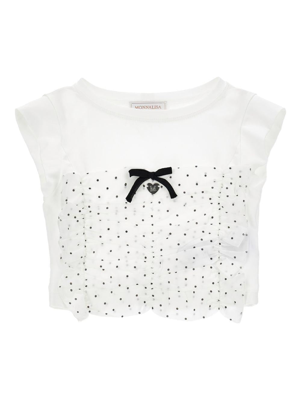 T-shirt per bambina Monnalisa bianca a pois - Rubino Kids