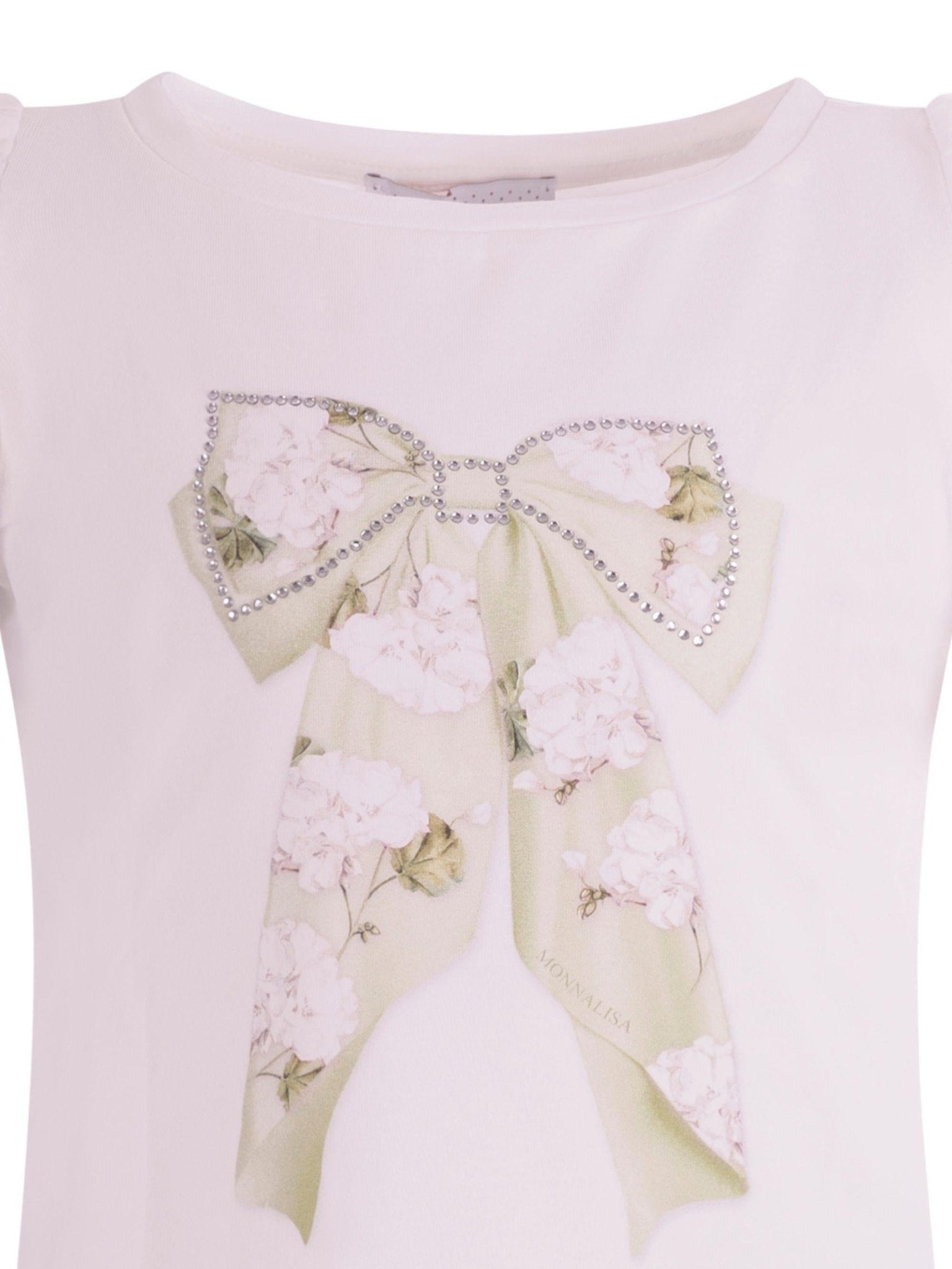 T-shirt per bambina Monnalisa bianca con stampa a fiori - Rubino Kids