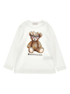 T-shirt per bambina Monnalisa bianca con stampa Bear - Rubino Kids