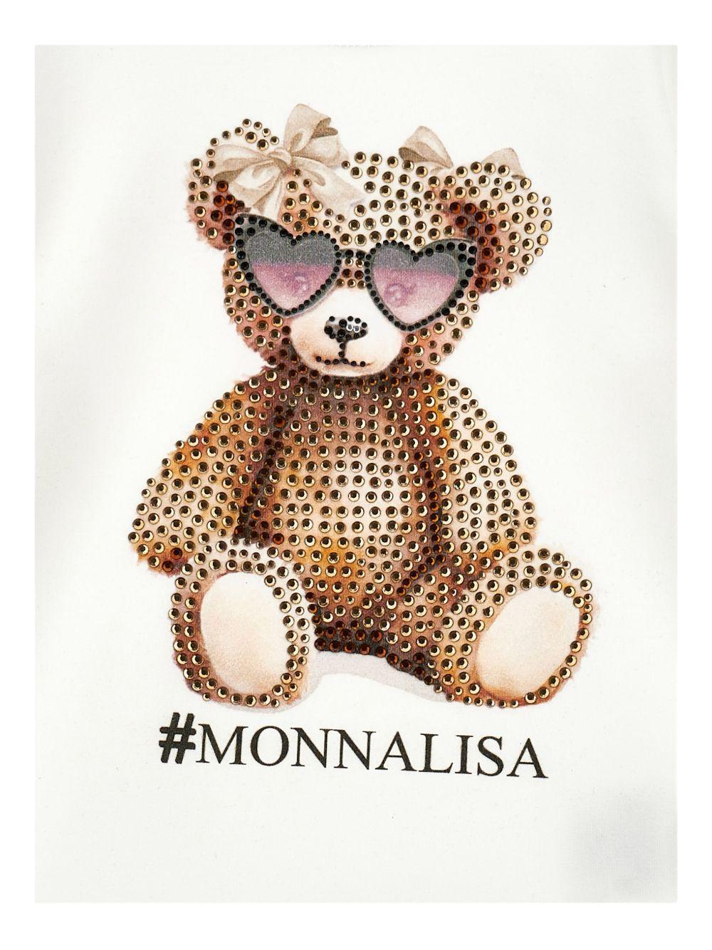 T-shirt per bambina Monnalisa bianca con stampa Bear - Rubino Kids