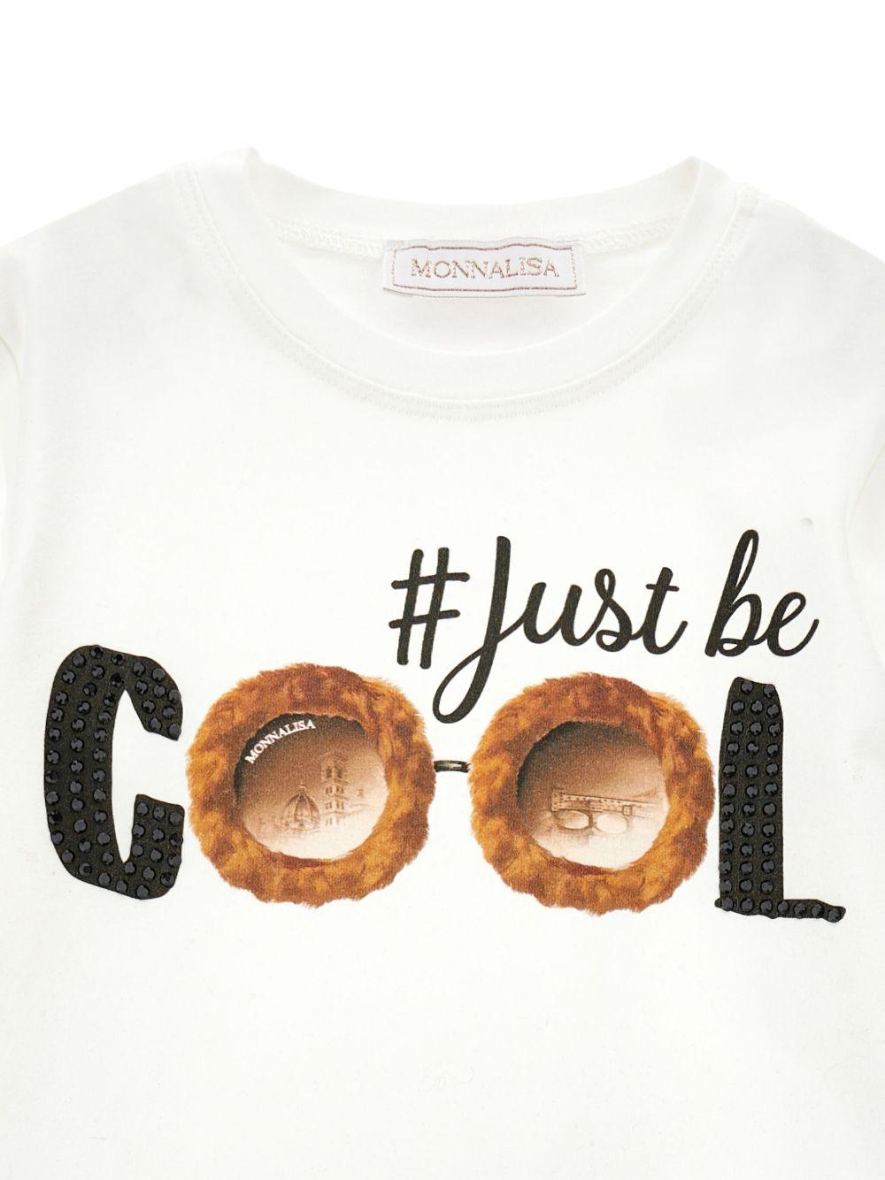 T-shirt per bambina Monnalisa bianca con stampa grafica - Rubino Kids