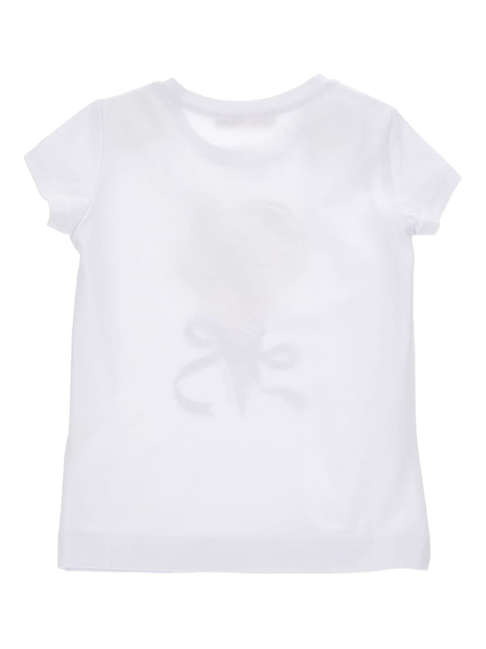 T-shirt per bambina Monnalisa bianca con stampa grafica sul davanti - Rubino Kids