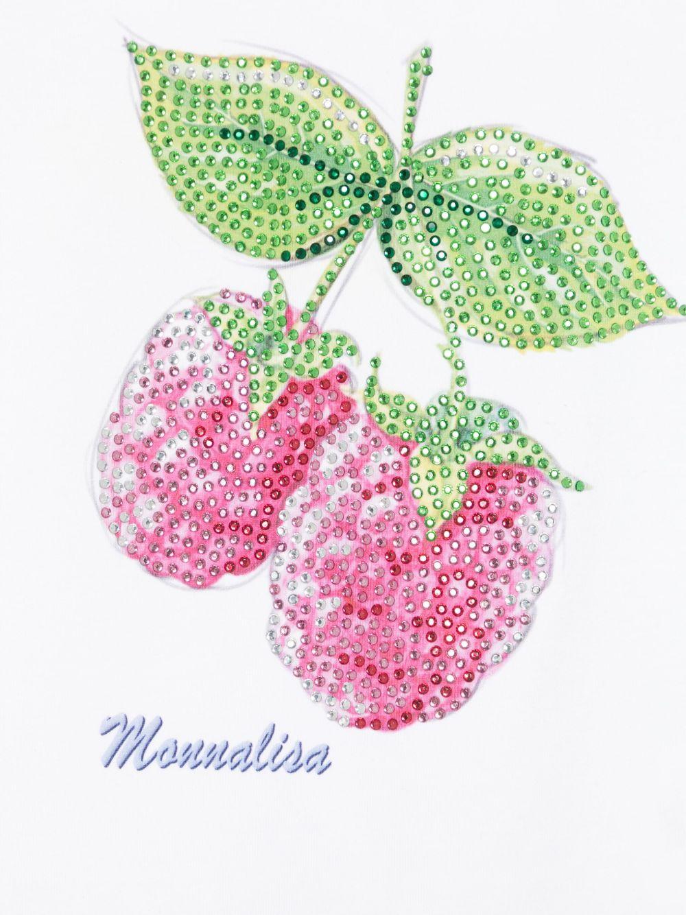 T-shirt per bambina Monnalisa bianco con decorazione di cristalli - Rubino Kids
