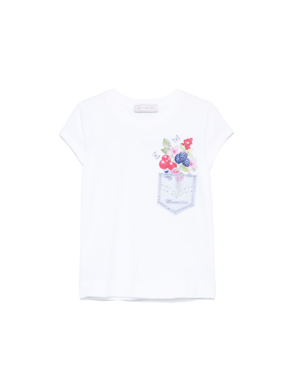 T-shirt per bambina Monnalisa bianco con stampa a fiori - Rubino Kids