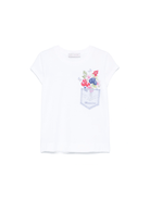 T-shirt per bambina Monnalisa bianco con stampa a fiori - Rubino Kids
