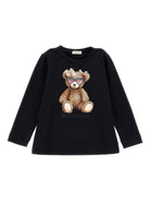 T-shirt per bambina Monnalisa nera con stampa Bear - Rubino Kids