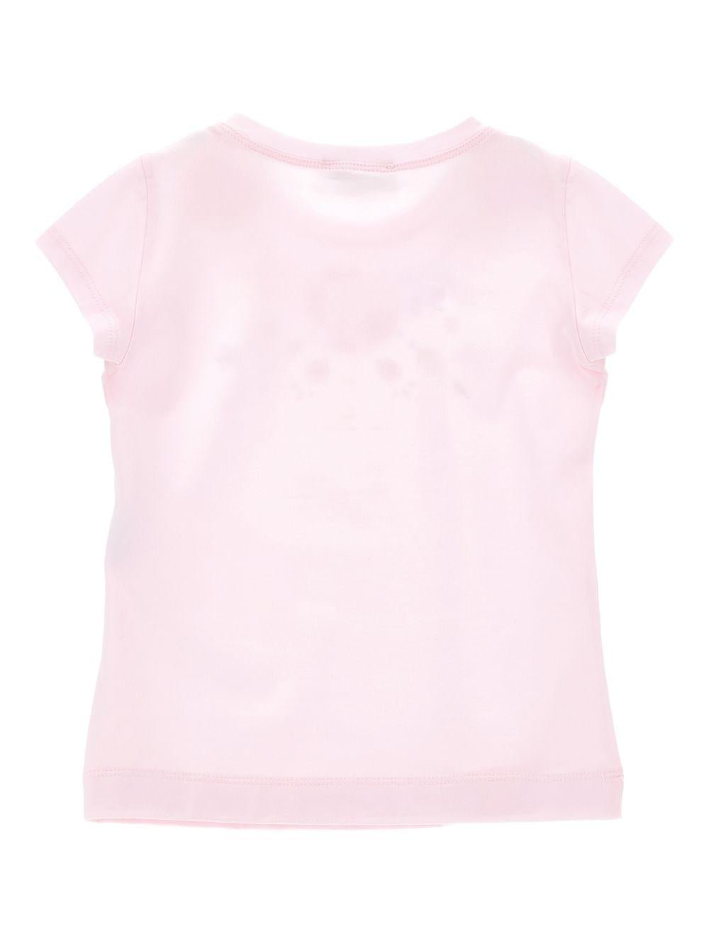 T-shirt per bambina Monnalisa rosa con stampa a fiori - Rubino Kids