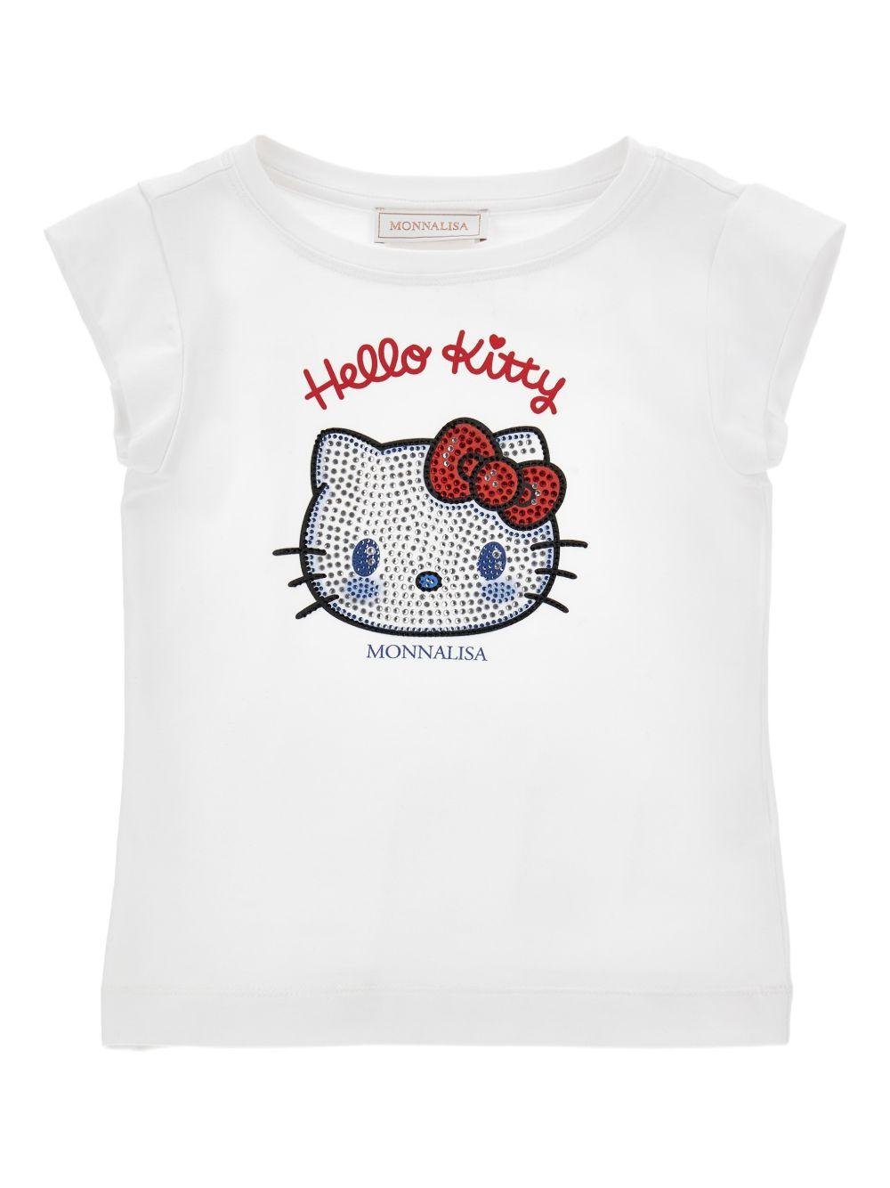 T-shirt per bambina Monnalisa x Hello Kitty bianca con stampa - Rubino Kids