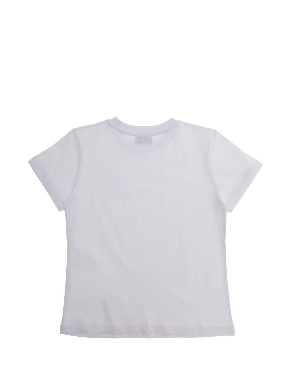 T-shirt per bambina Moschino Kids bianca con ricamo orsetto - Rubino Kids