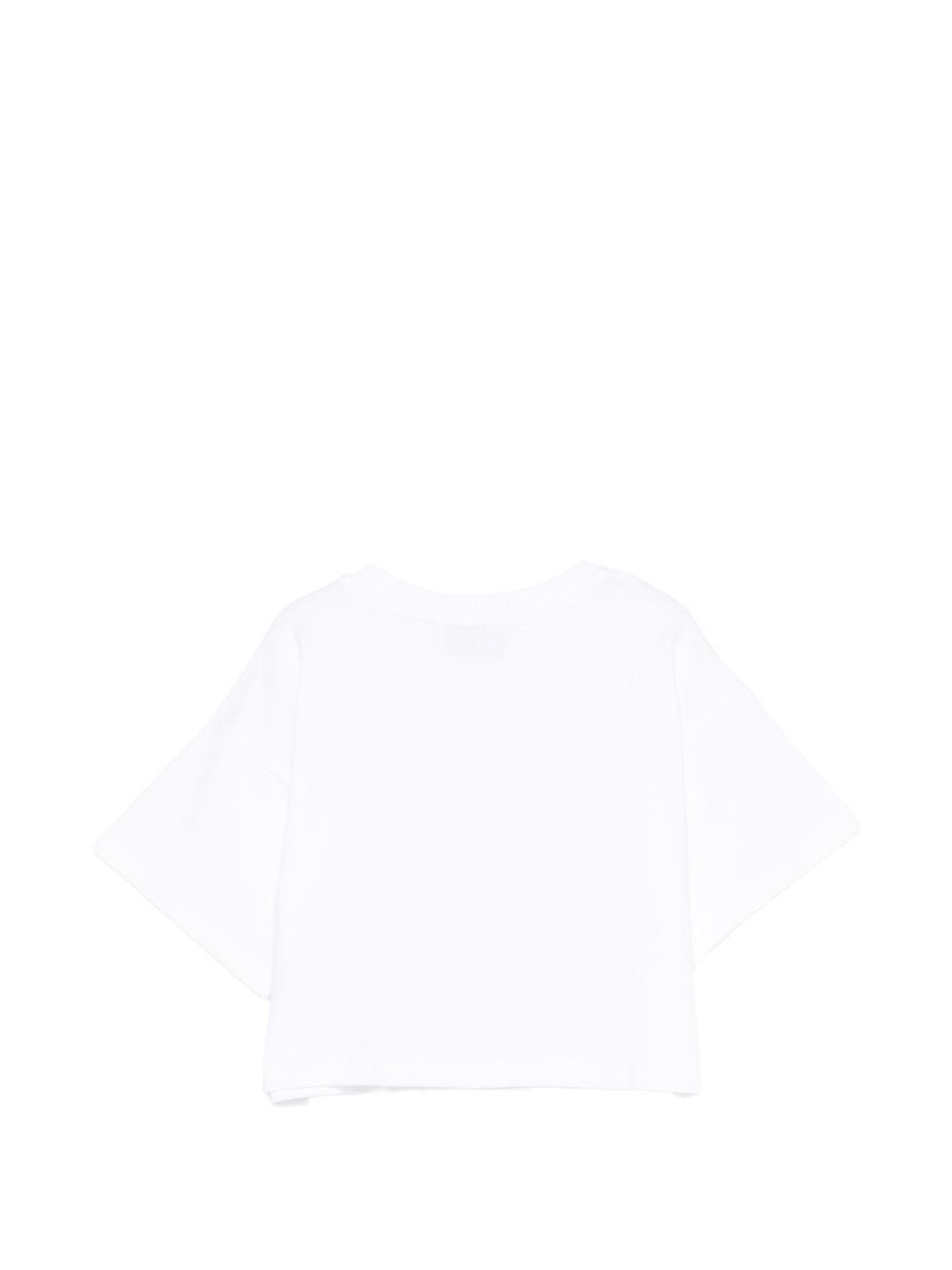 T-shirt per bambina Moschino Kids bianca con stampa Teddy Bear - Rubino Kids