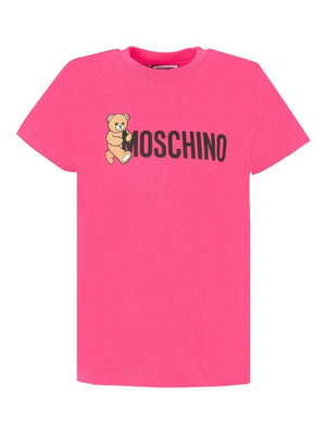 T-shirt per bambina Moschino Kids fucsia con stampa Teddy Bear