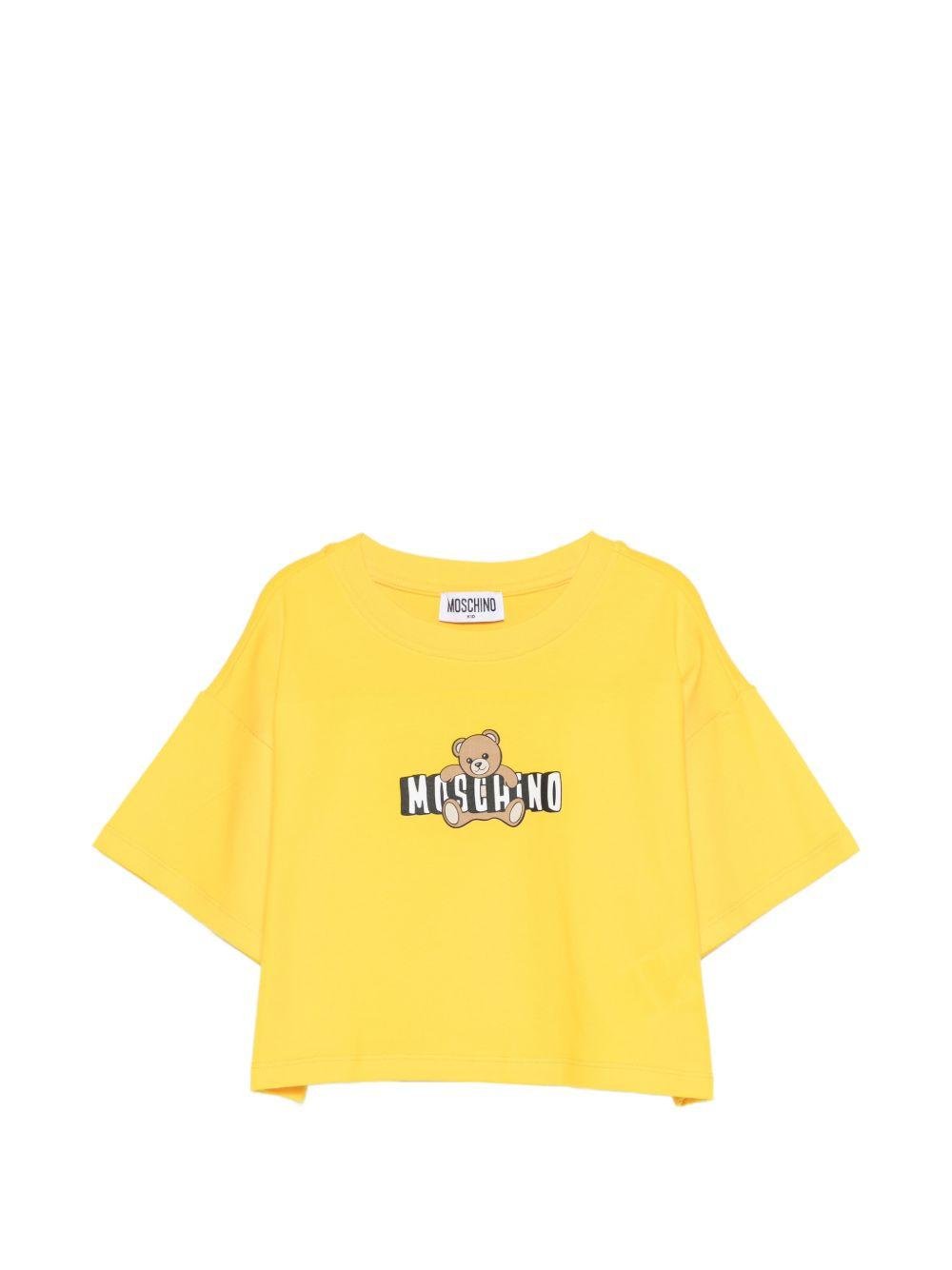 T-shirt per bambina Moschino Kids gialla con stampa Teddy sul davanti - Rubino Kids