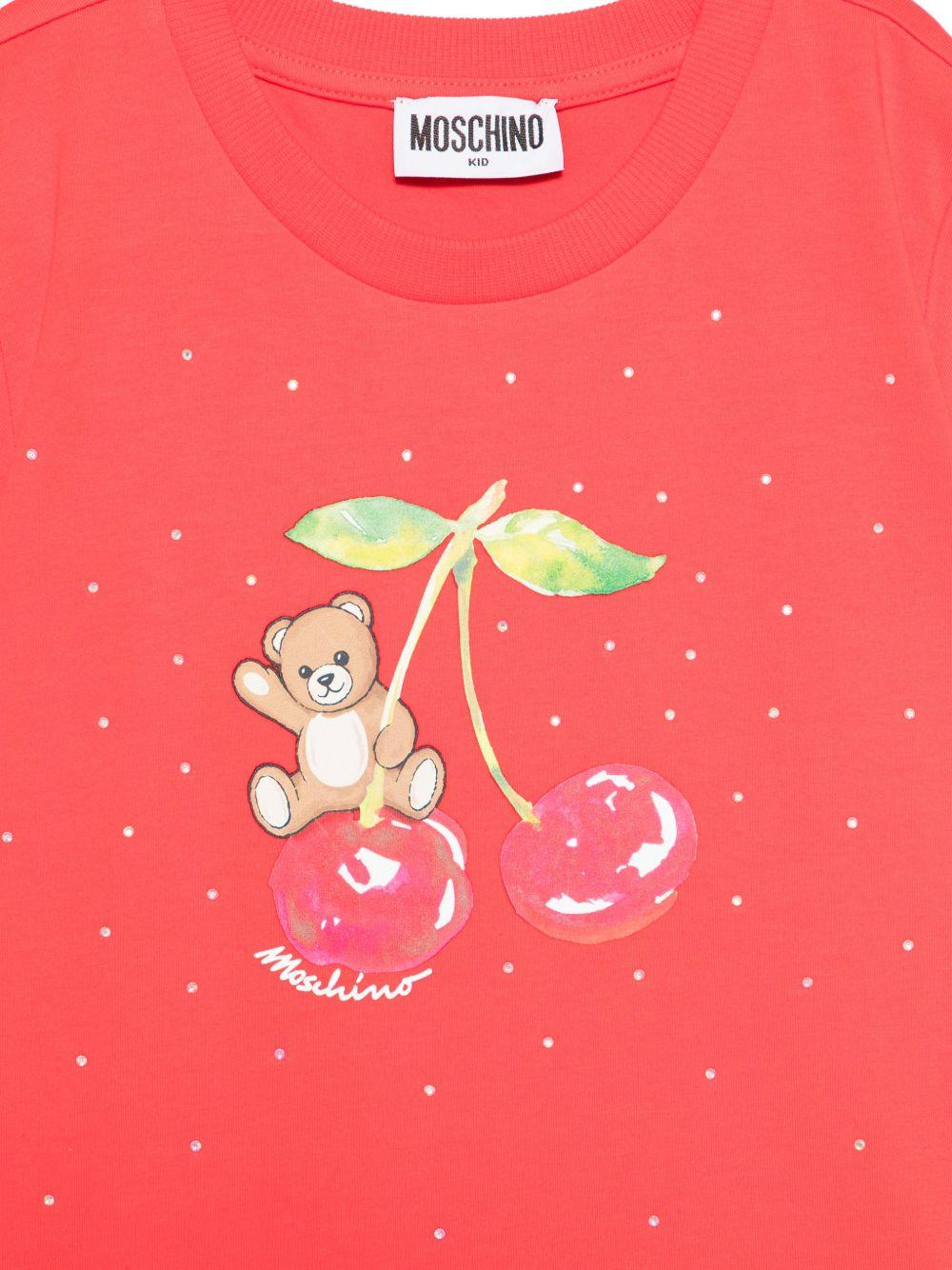 T-shirt per bambina Moschino Kids rossa con grafica ciliegia - Rubino Kids